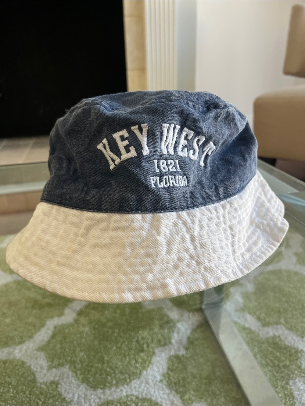 White and Navy Key West Bucket Hat